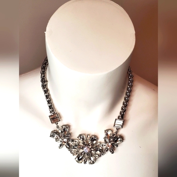 kate spade Jewelry - KATE SPADE NY-Electric Garden Crystal floral rhinestone necklace-vintage -silver
